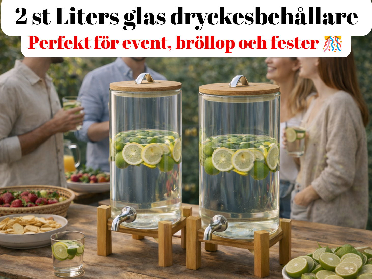 🍹✨ 2x glas dryckesbehållare 11l med kran & stativ – perfekt för fest & event