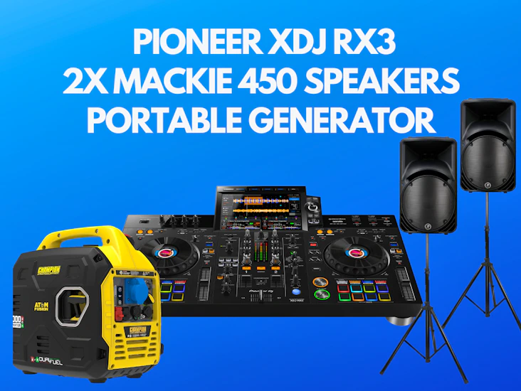 Pioneer xdj rx3 + 2x mackie speakers + portable generator