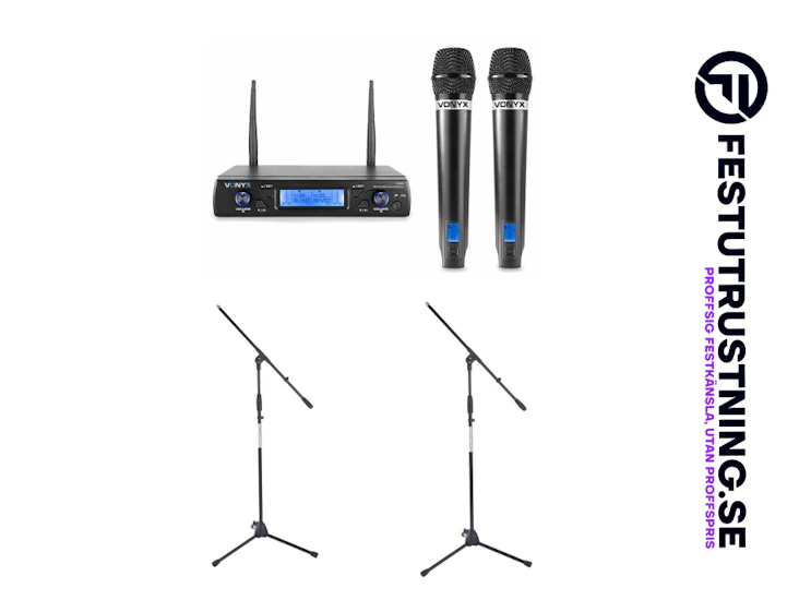 Trådlös mikrofonset uhf 16ch 2 handmikrofoner