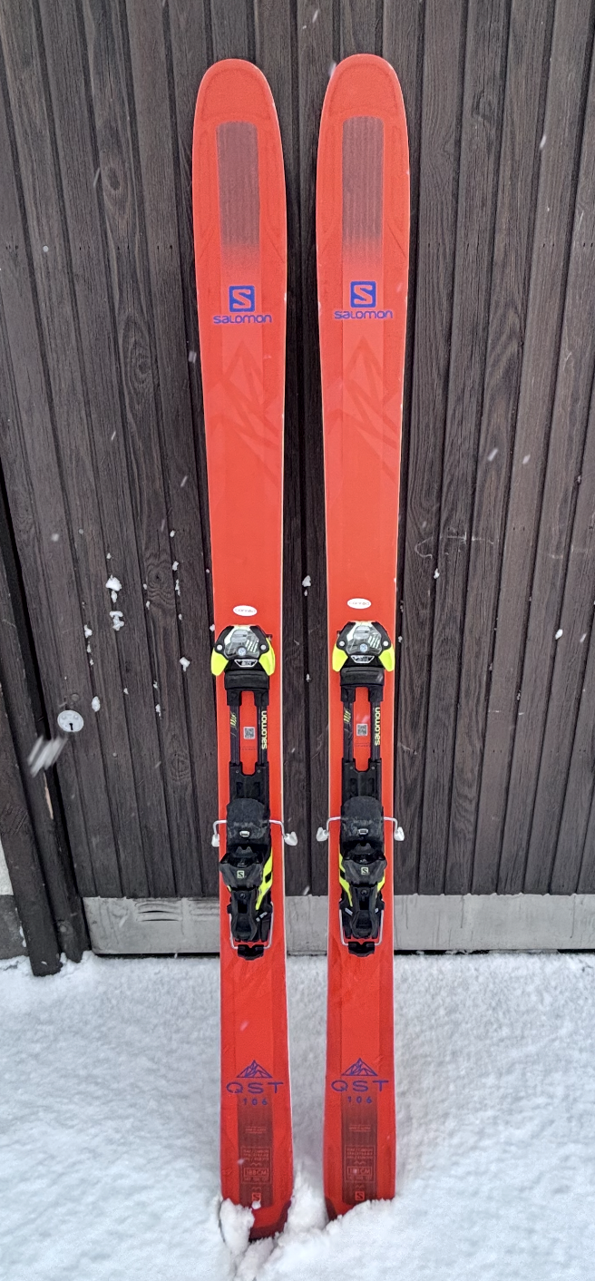Salomon quest 106 mm - 188 cm med fischerpjäxa 27,5 + stavar