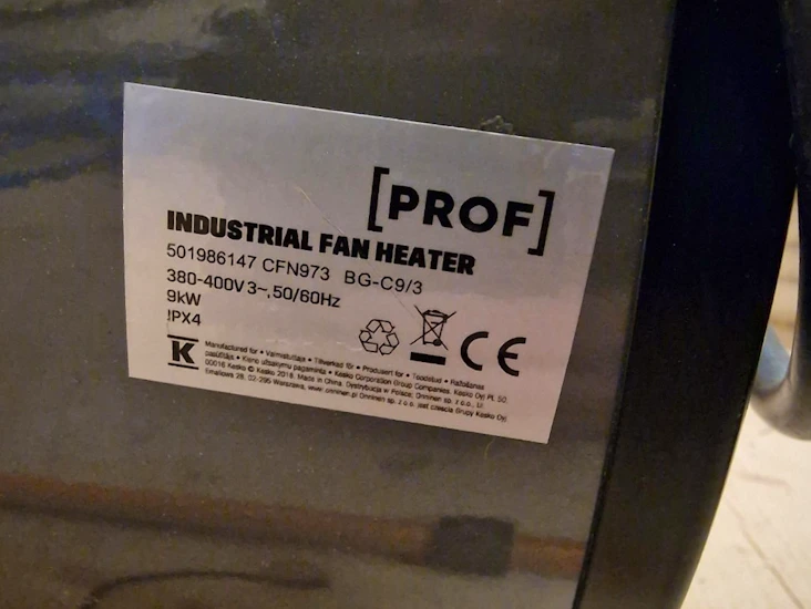 9kw 400v byggtørker/vifteovn