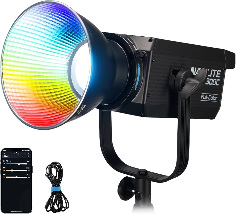 Nanlite fs-300c rgb led light + softbox & grid (full colour control)