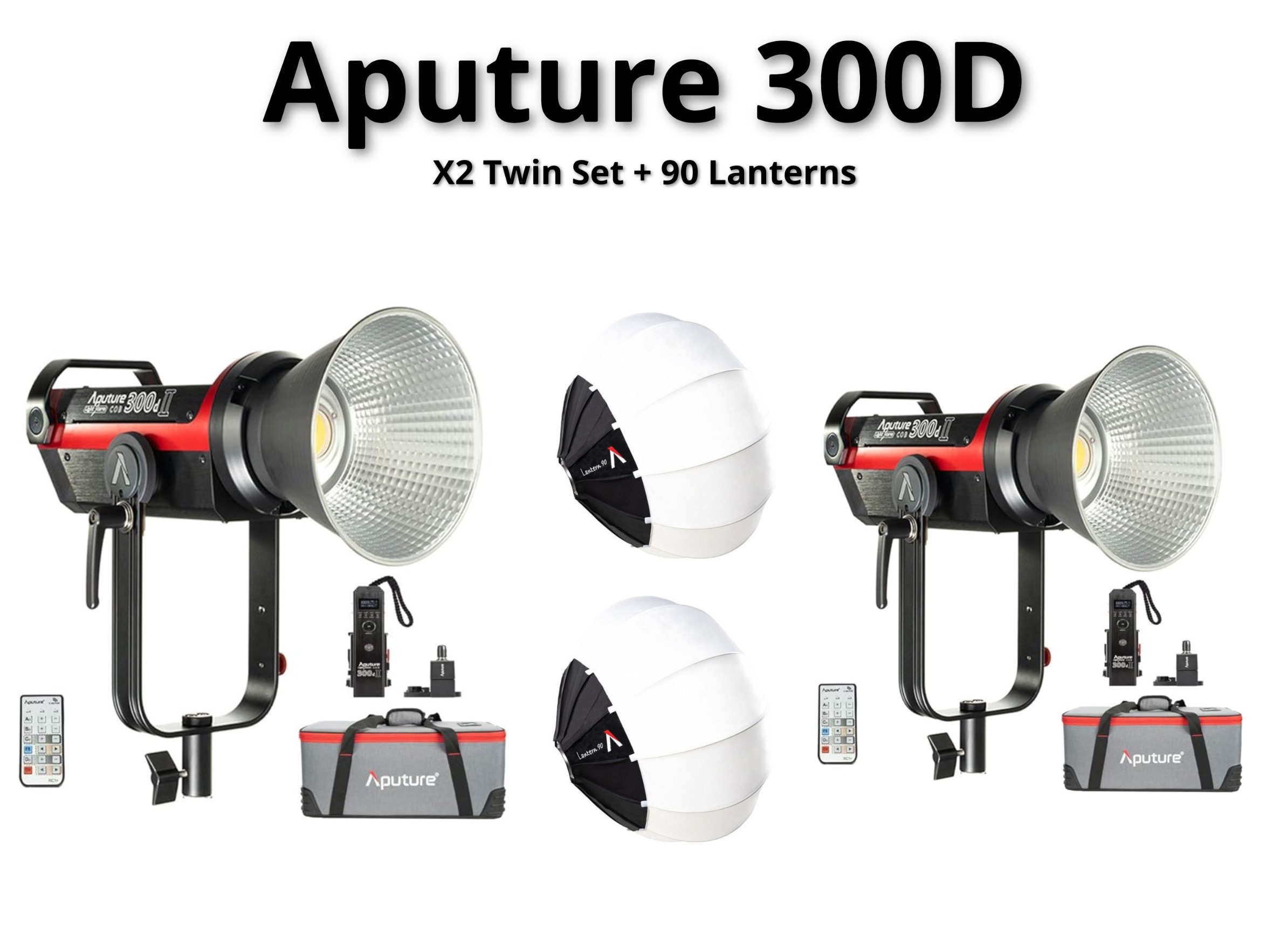 Aputure 300d ii two-light bundle + 90 lantern