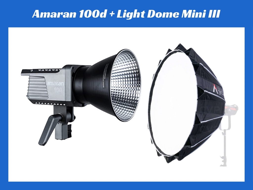 Aputure amaran 100d led light + light dome mini iii