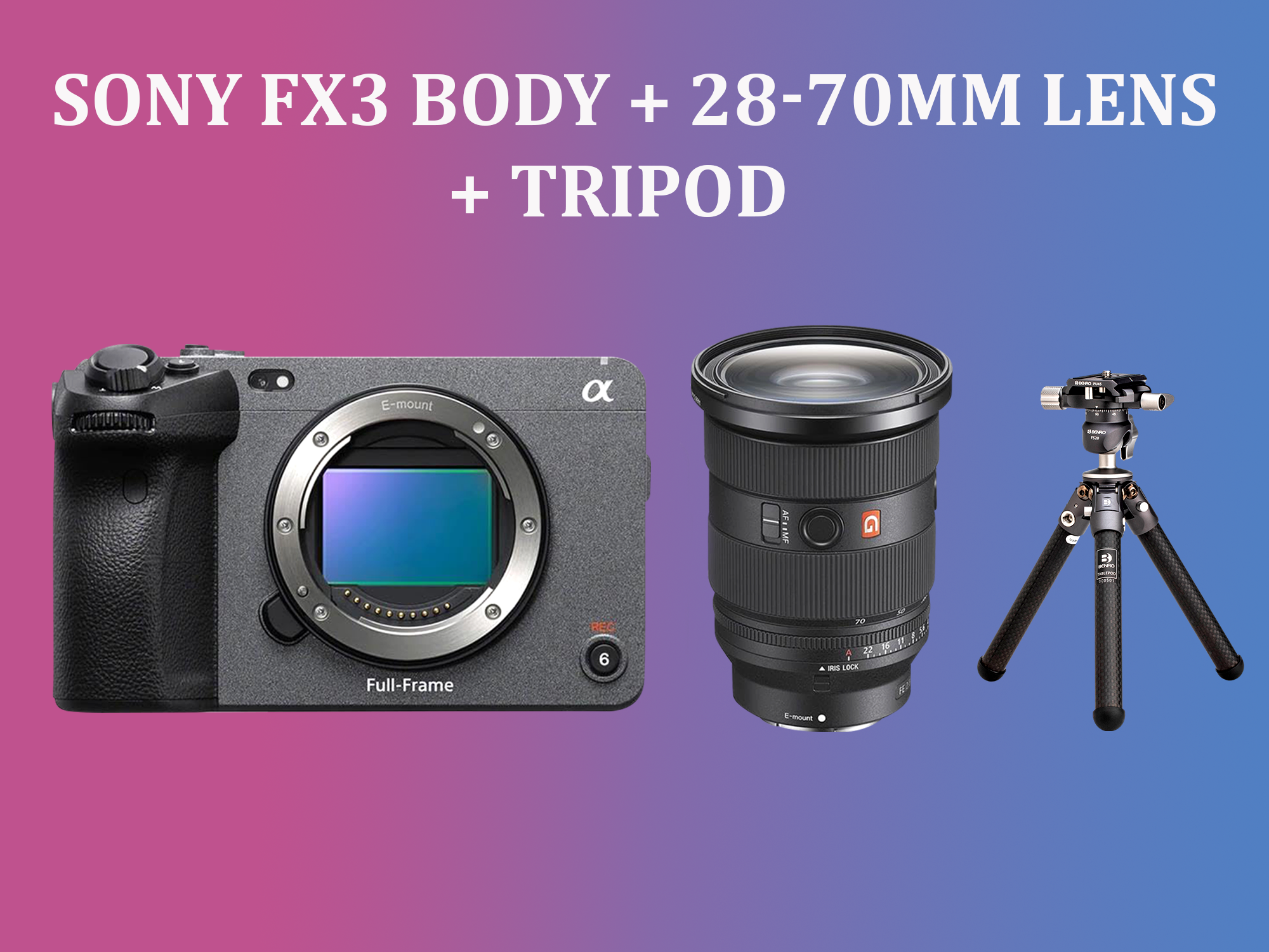 Sony fx3 camera , 28-70mm lens and tripod or gimbal