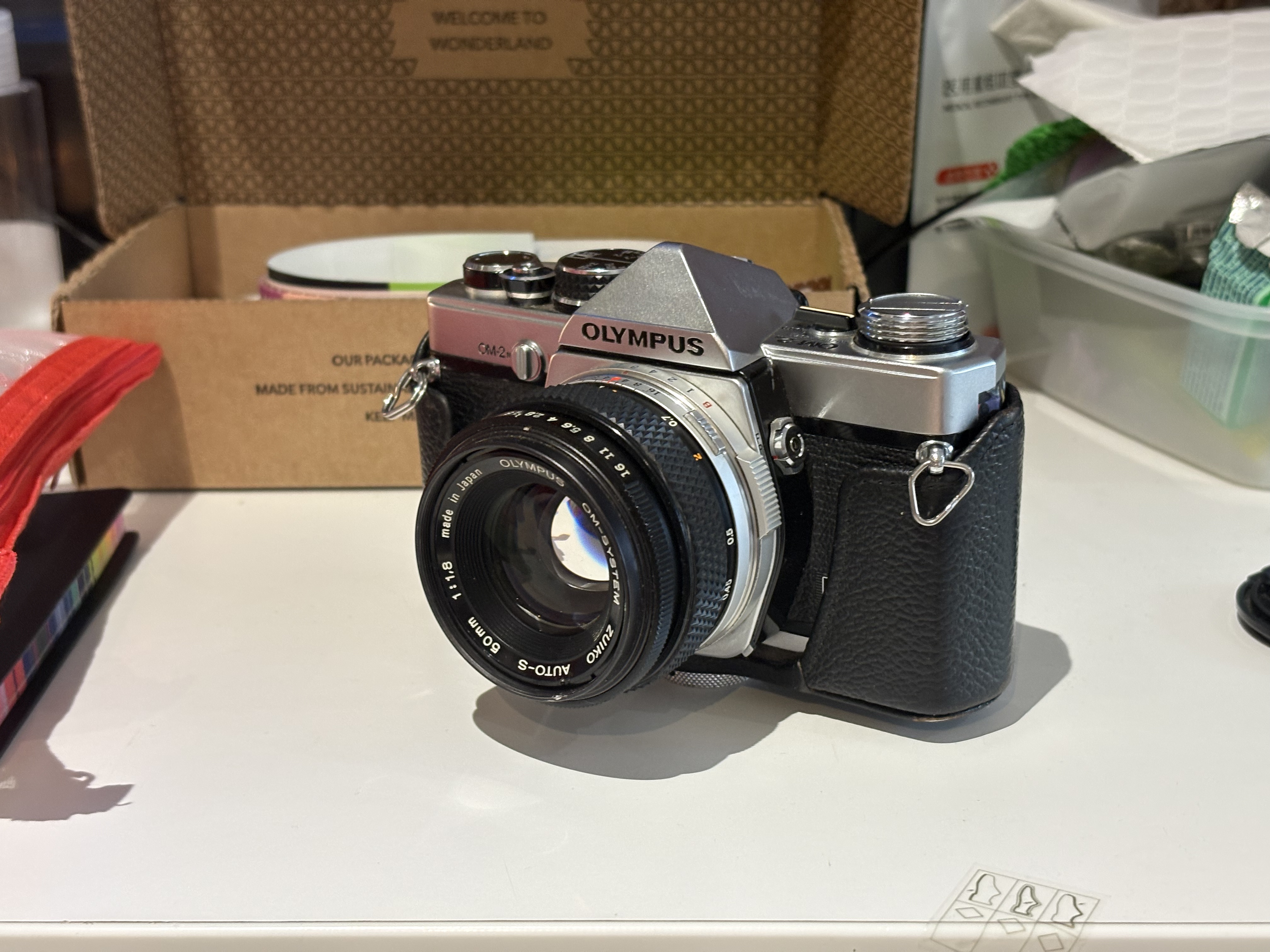 Olympus om-2n film camera with 50mm f2.8 len