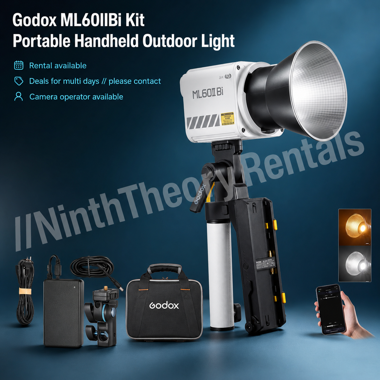 Godox ml60iibi kit portable handheld led outdoor video light