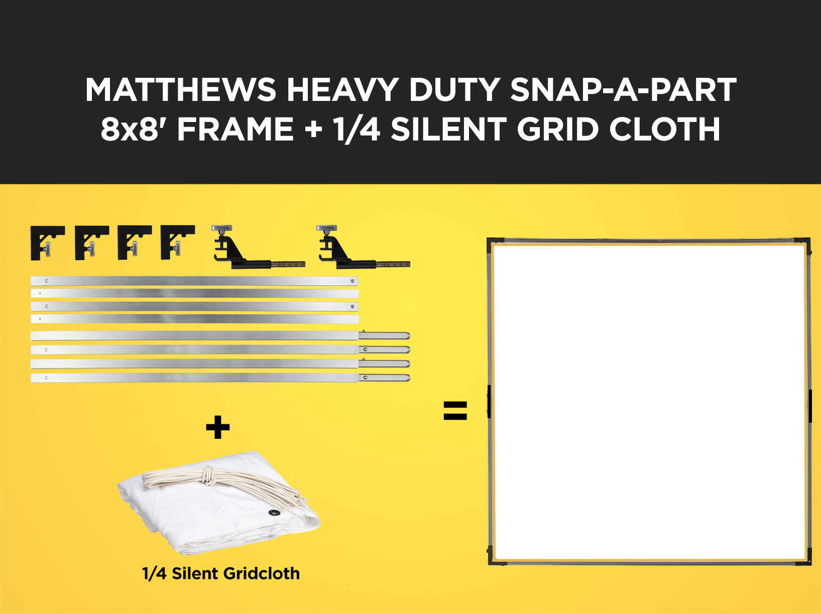 Matthews 8x8' heavy duty butterfly/overhead snap-a-part frame + 1/4 silent grid
