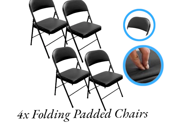 4x folding chairs padded event party screen film panel talk