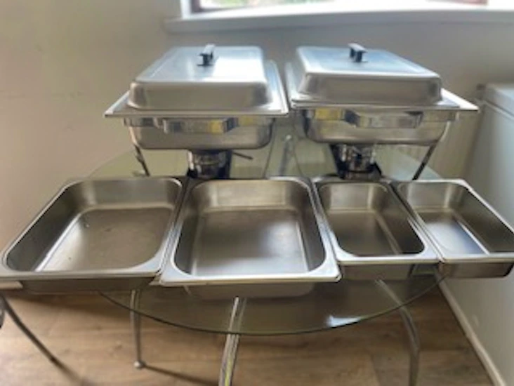 Set of stainless steel chafing dishes