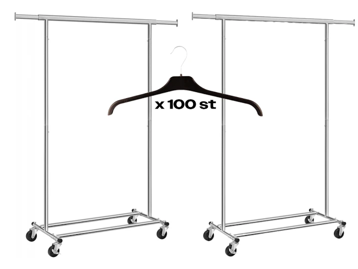 2st klädställningar + 100 galgar (frakt möjlig)