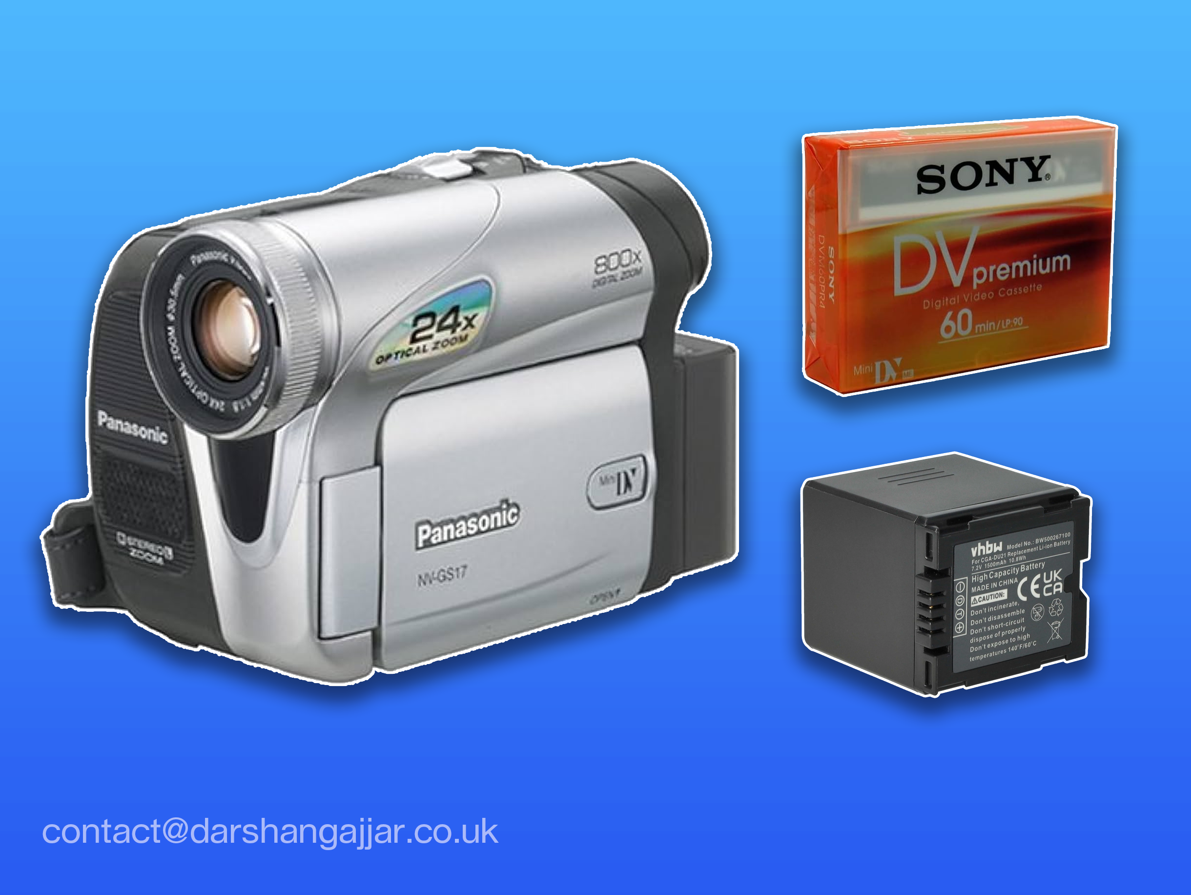 Panasonic minidv retro camera with + 1x tape + optional same day digitise to mp4/mov