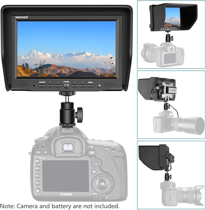 Neewer nw-708m 7 inches on-camera field monitor kit:800x480 high resolution ips screen monitor