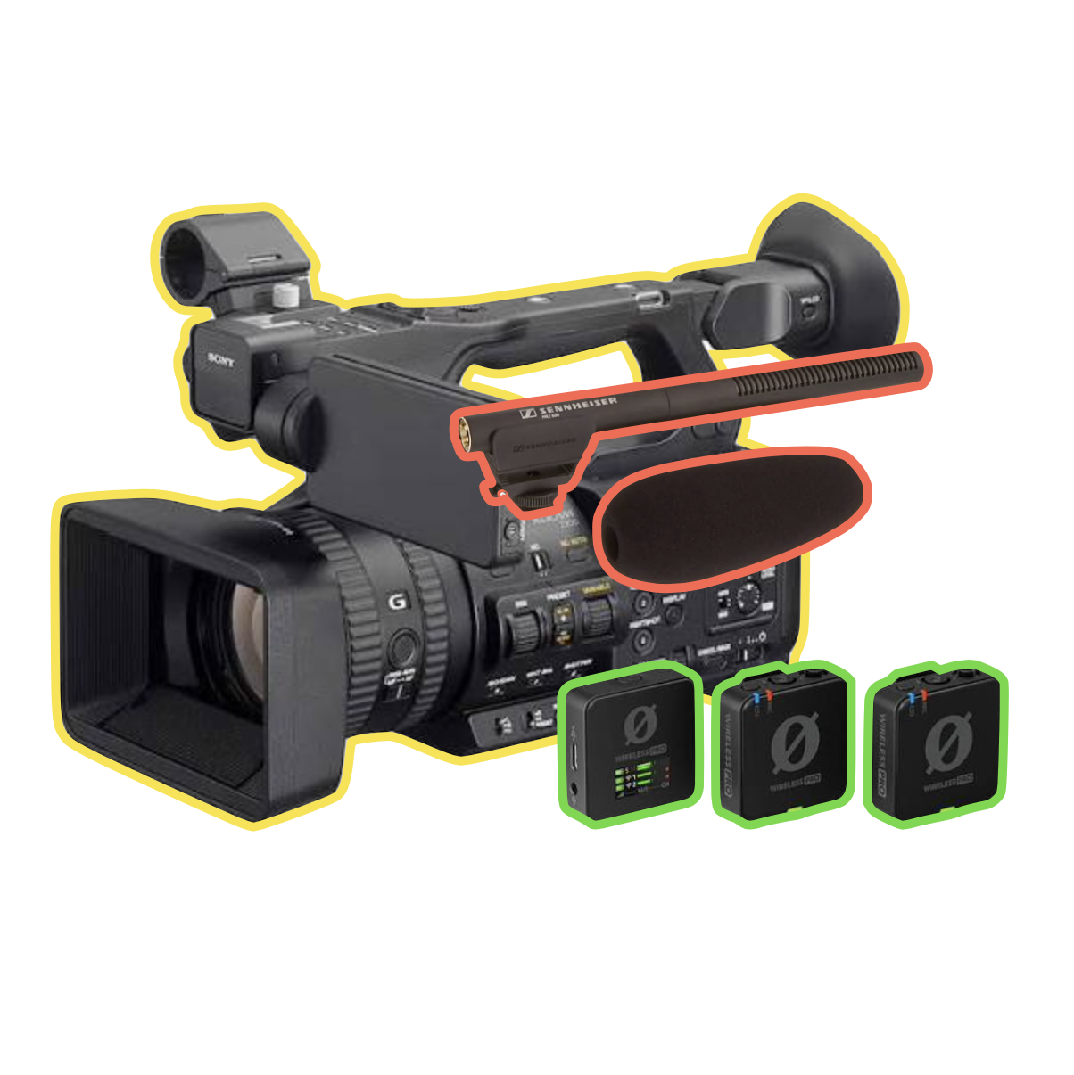Sony pxw z200 4k camcorder + mke 600 shotgun mic + rode wireless pro