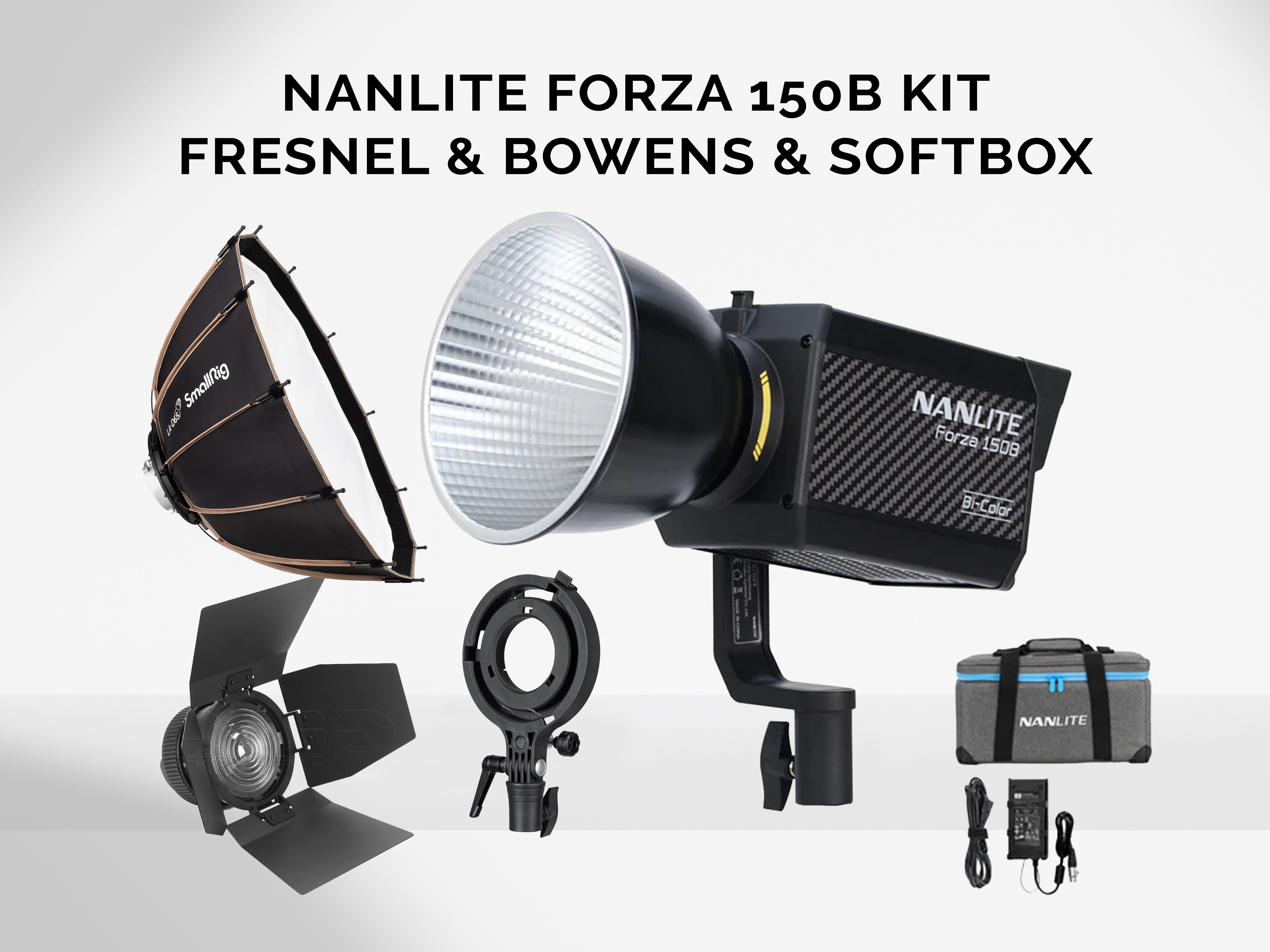 Nanlite forza 150b bi-colour led kit fresnel and softbox like an aputure 120