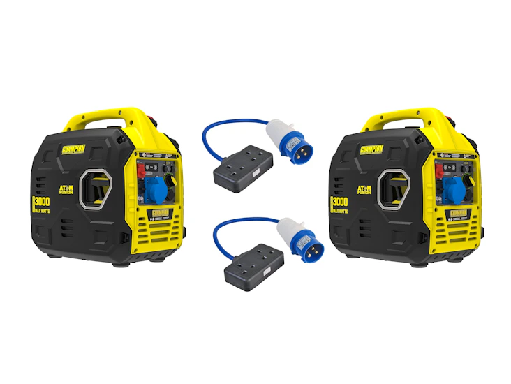 2x generators 240w uk socket 3000w - dual fuel petrol / gas ultra quiet - champion power portable