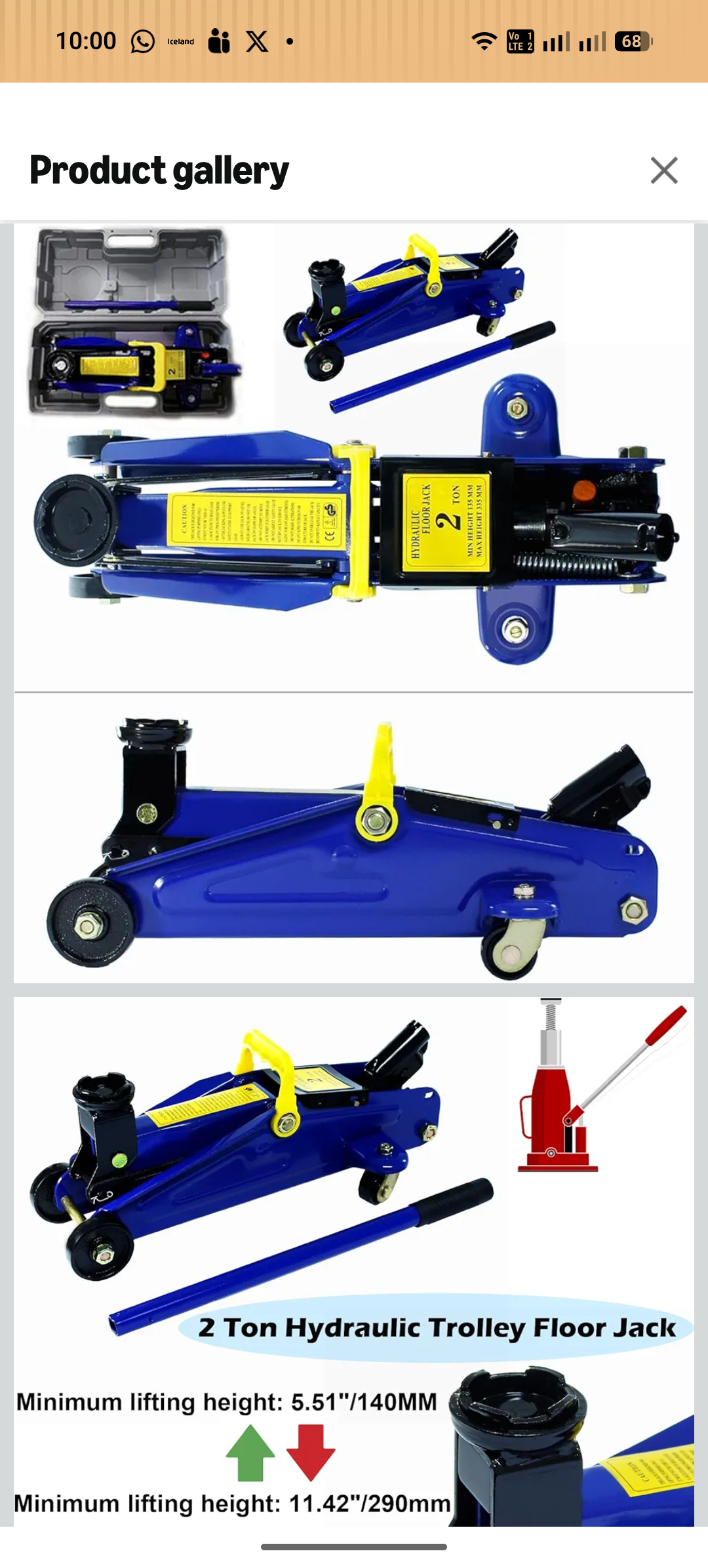 Car vehicle hydraulic trolly floor jack and axle stands 