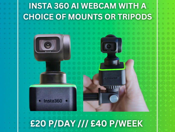 Insta 360 ai webcam with a choice of mounts or tripods
