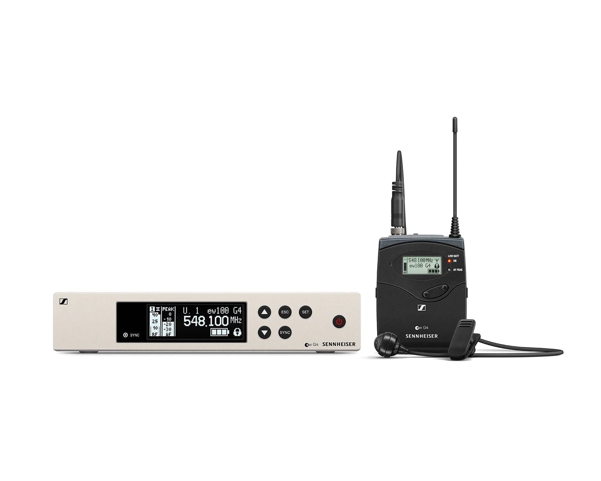 Sennheiser ew100 g4 me4 wireless lavalier system (rack rx) – stage / presenter