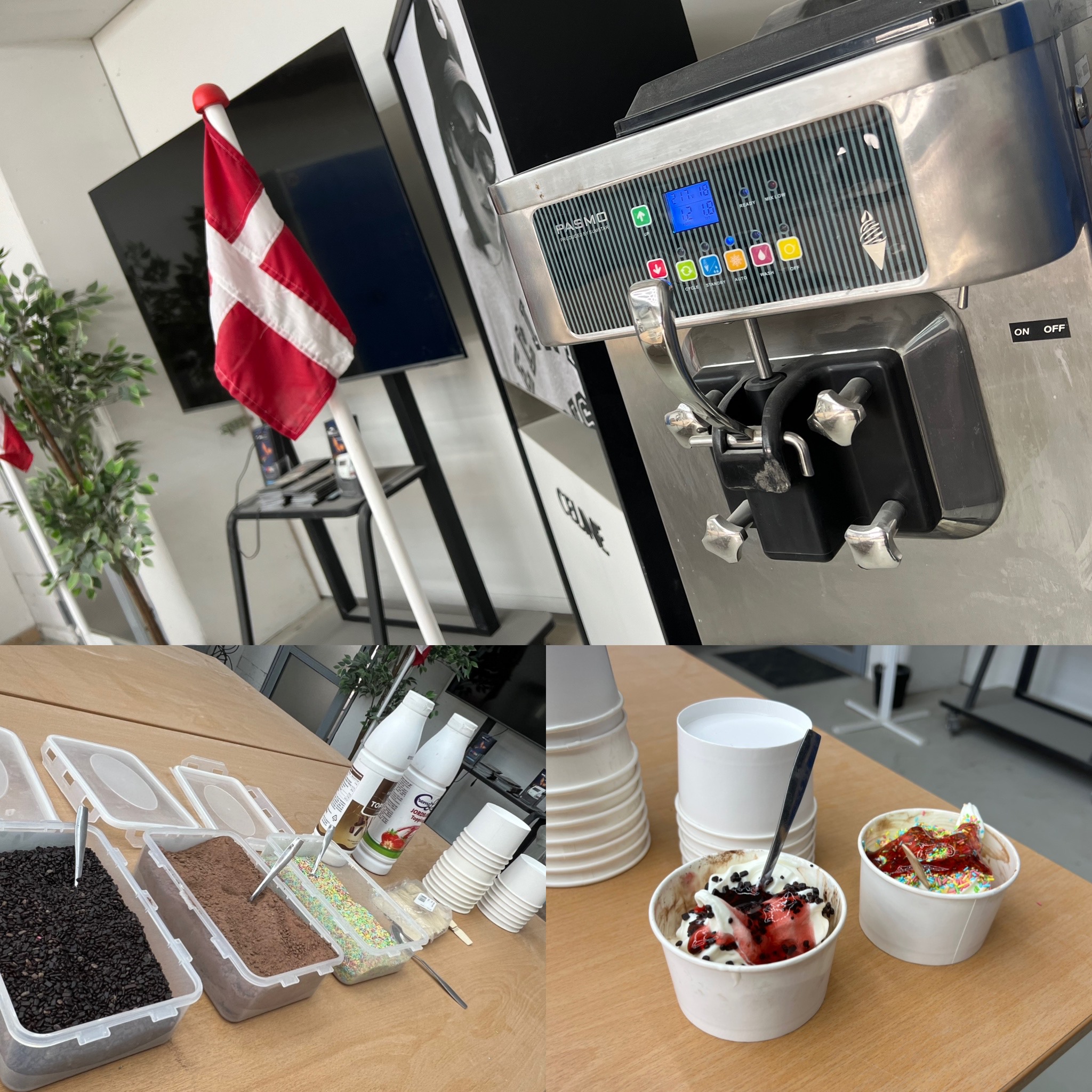 Softicemaskine eventuelt tilbehør