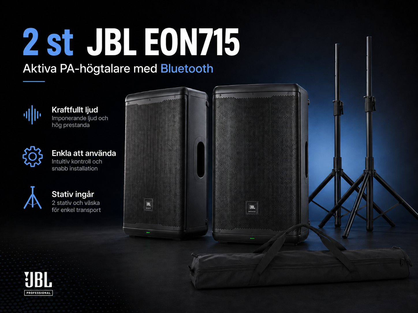 Jbl eon715 partyhögtalare med bluetooth – 2 st aktiva pa-högtalare