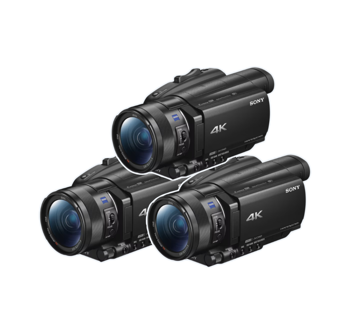 3x sony fdr ax700 4k hdr camcorder + night shot vision (video camera)