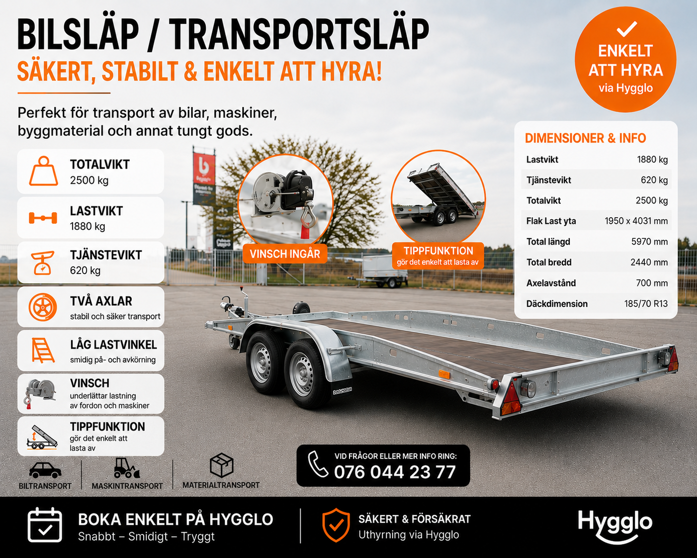 Bil transport tipp/vinsch thule at2500b