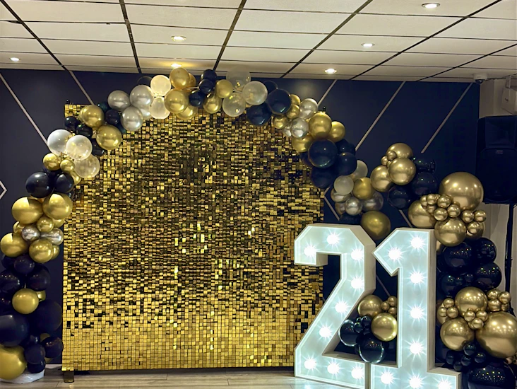 Gold sequin shimmer wall backdrop decoration