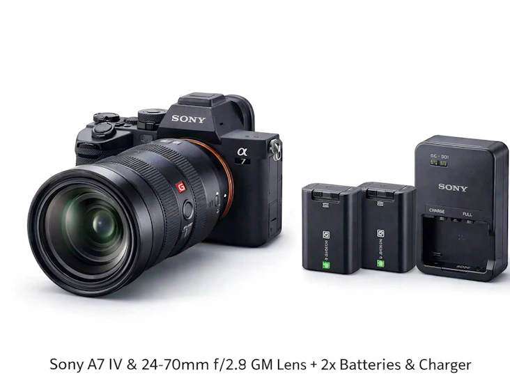Sony a7 iv and 24-70mm f2.8 gmaster lens +2x batteries