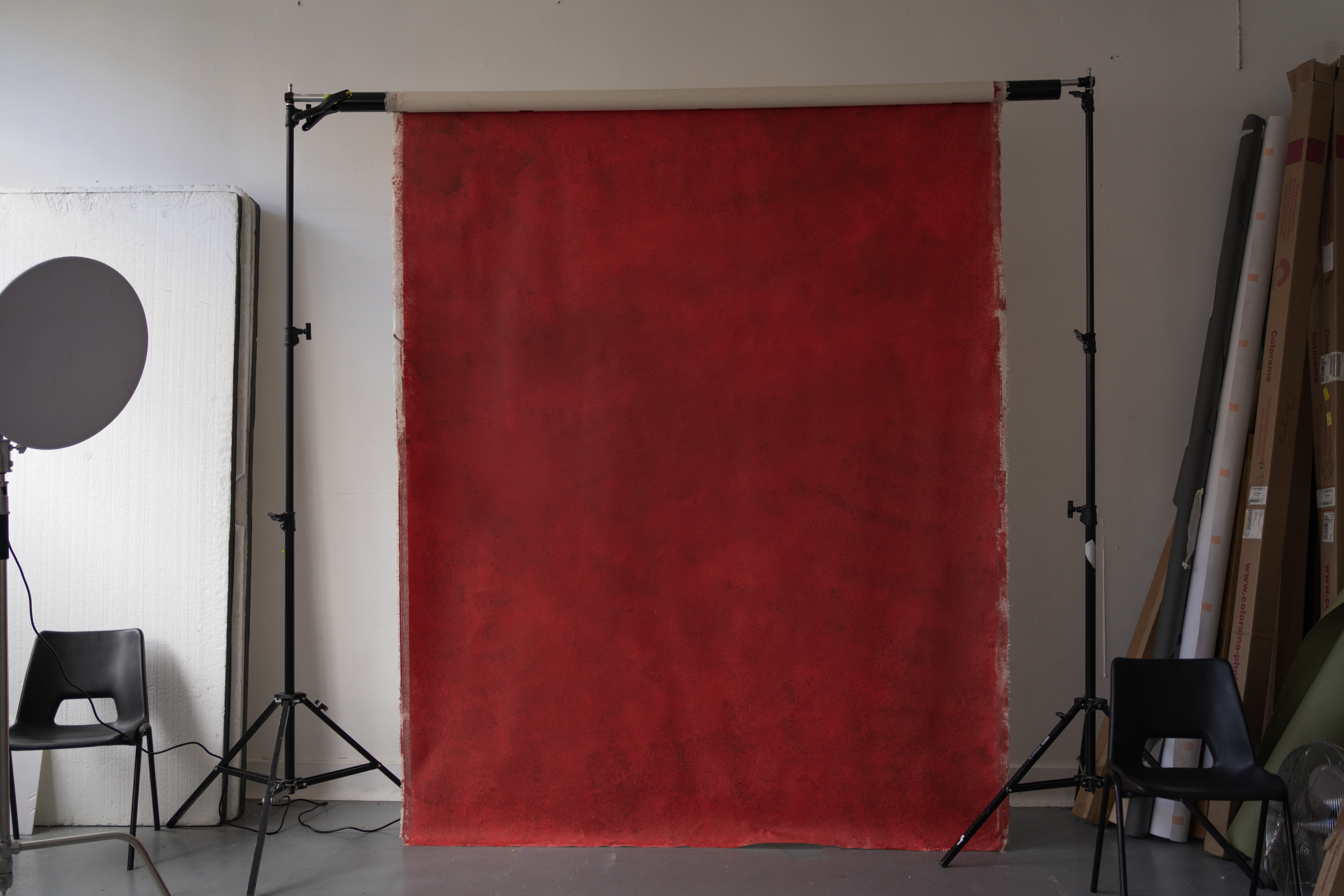 Hand painted red backdrop canvas
