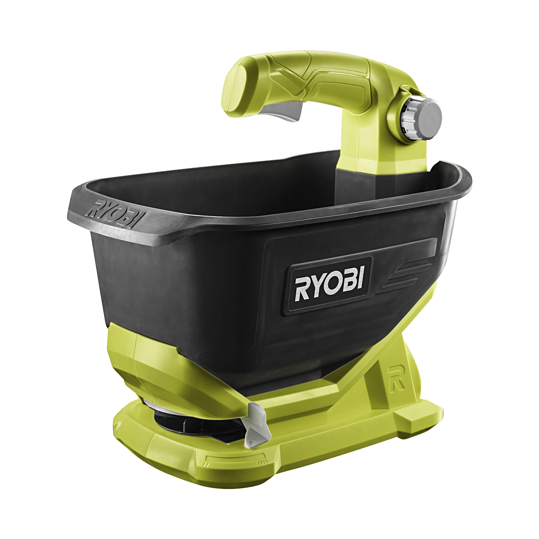 Smidig batteridriven spridare ryobi one+ med batteri & laddare – för gräsmatta &