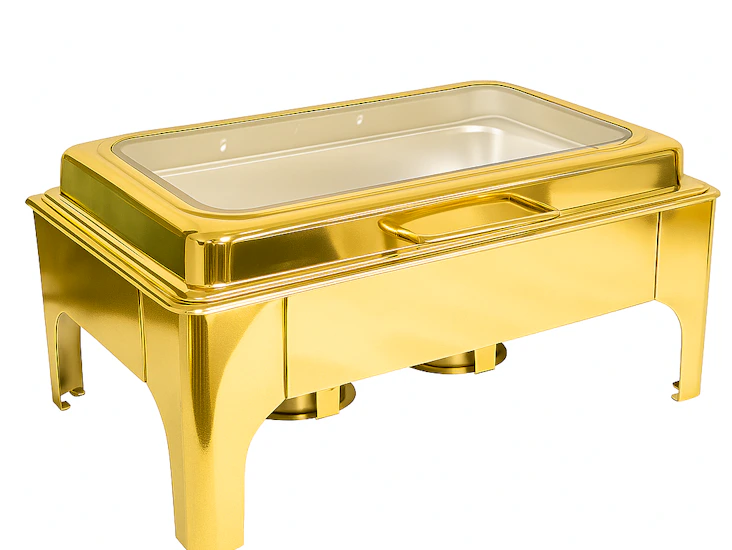 Gold chafing dish rental – buffet food warmer for events, weddings, and parties
