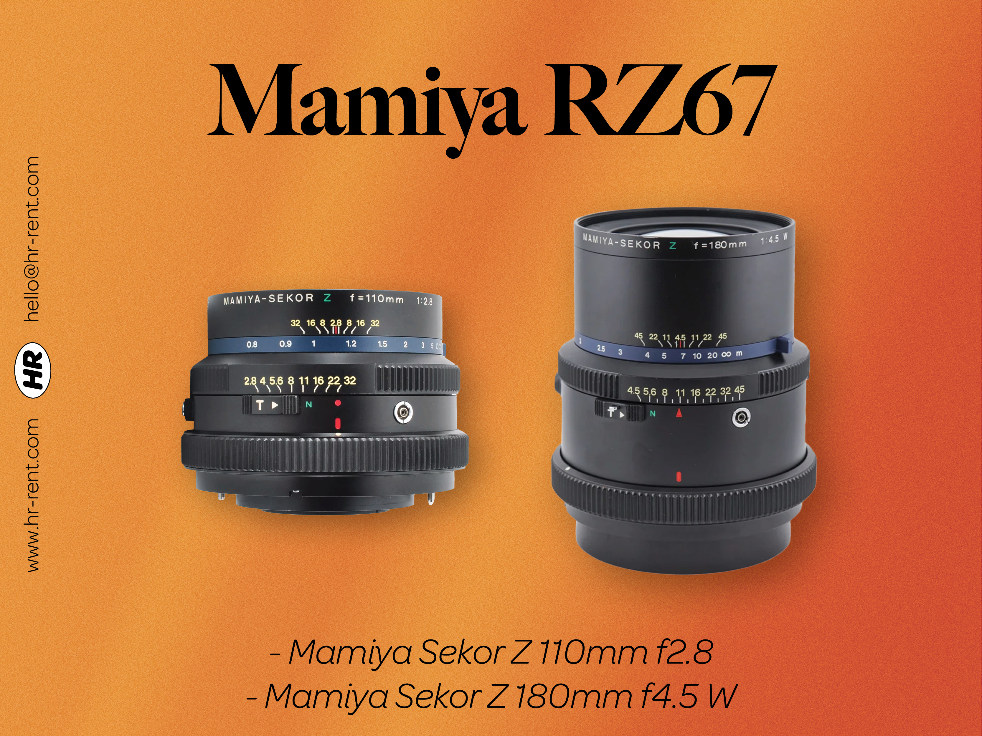 Mamiya sekor z 110mm f2.8 + 180mm f4.5 w lens (mamiya rz67 pro ii)