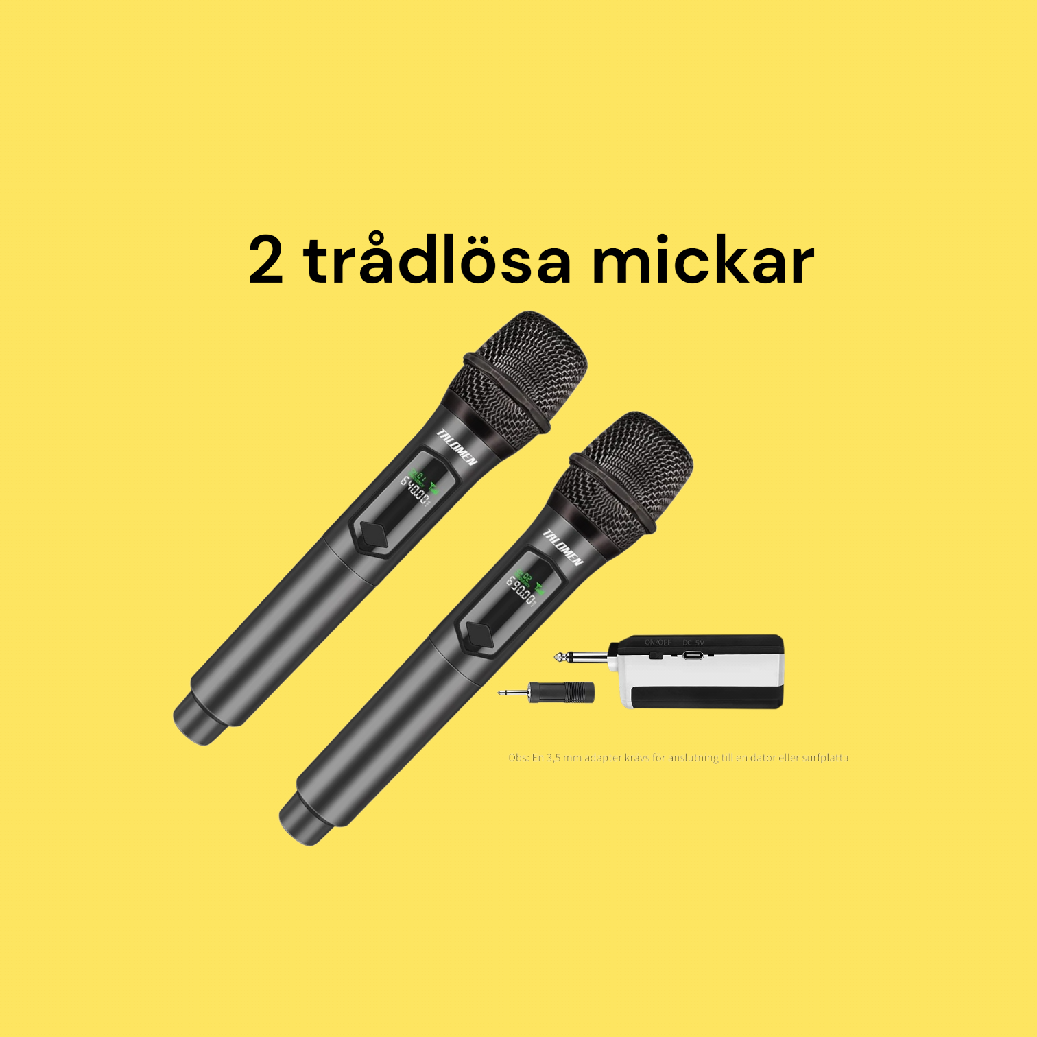 2 stycken trådlösa mikrofoner "plug n play " 50 meter