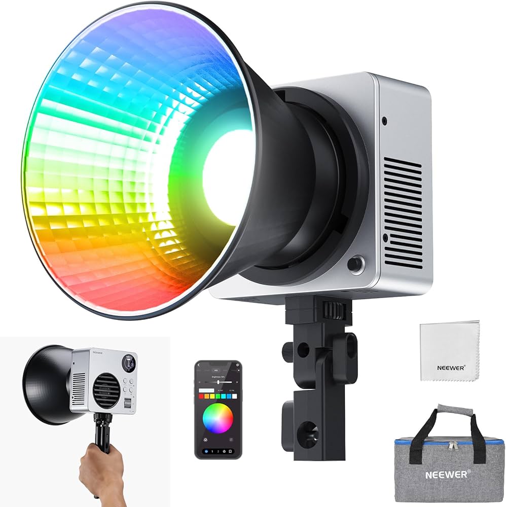 Neewer hb80c rgb cob video light with light stand | professional continuous led
