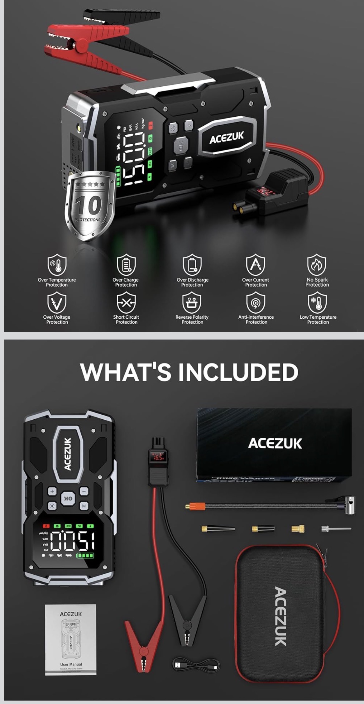 Starthjælp jumpstarter 8.000 a spidsbelastning 