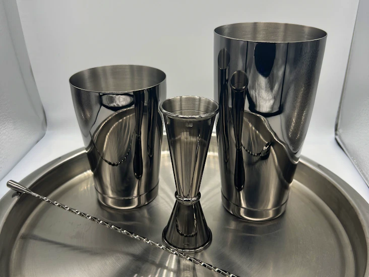 4-piece stainless steel gun metal black bar tool set