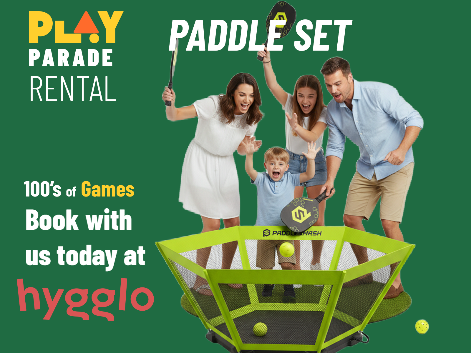 Paddle garden party team game hire – roundnet paddle smash outdoor game, park, lawn game, very portable, easy tennis, beginner friendly, all ages