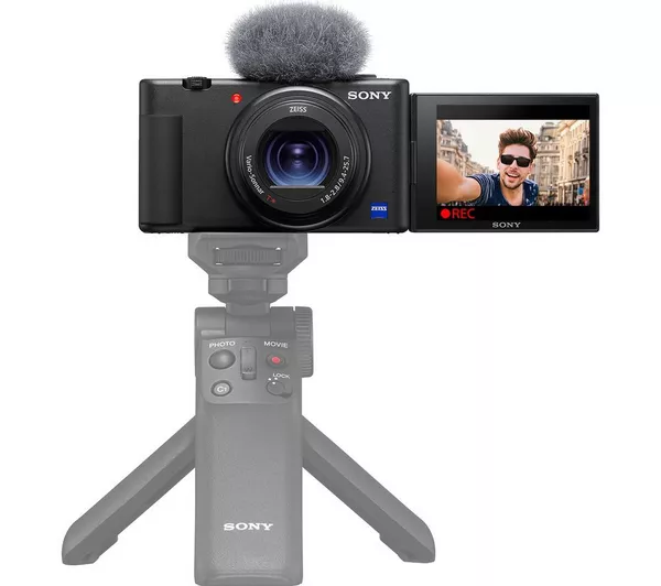Sony zv1 high performance compact vlogging camera & gp-vpt2bt shooting grip, wide lens anglebundle