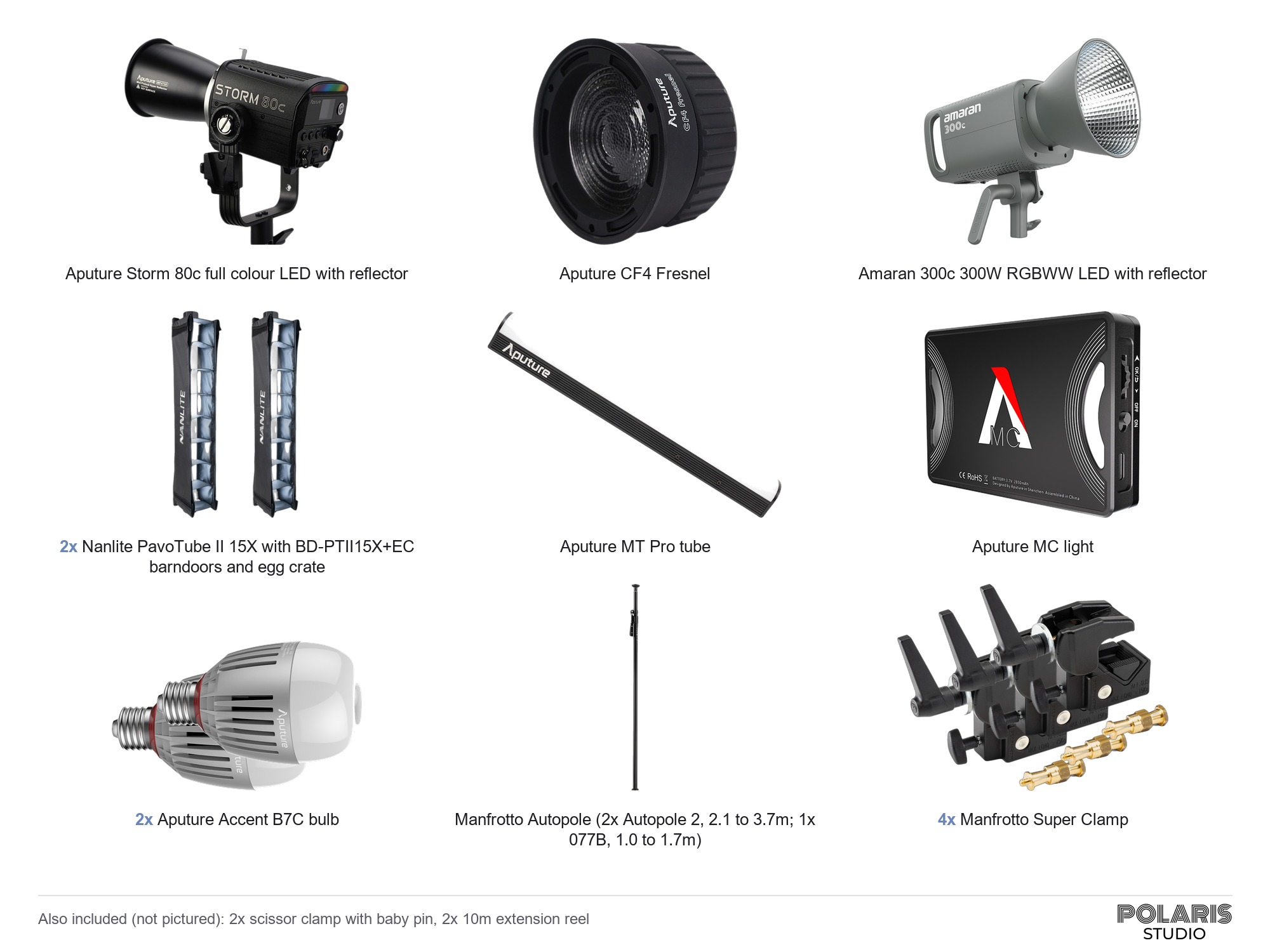 Aputure storm 80c and amaran 300c colour kit with pavotube ii 15x tubes