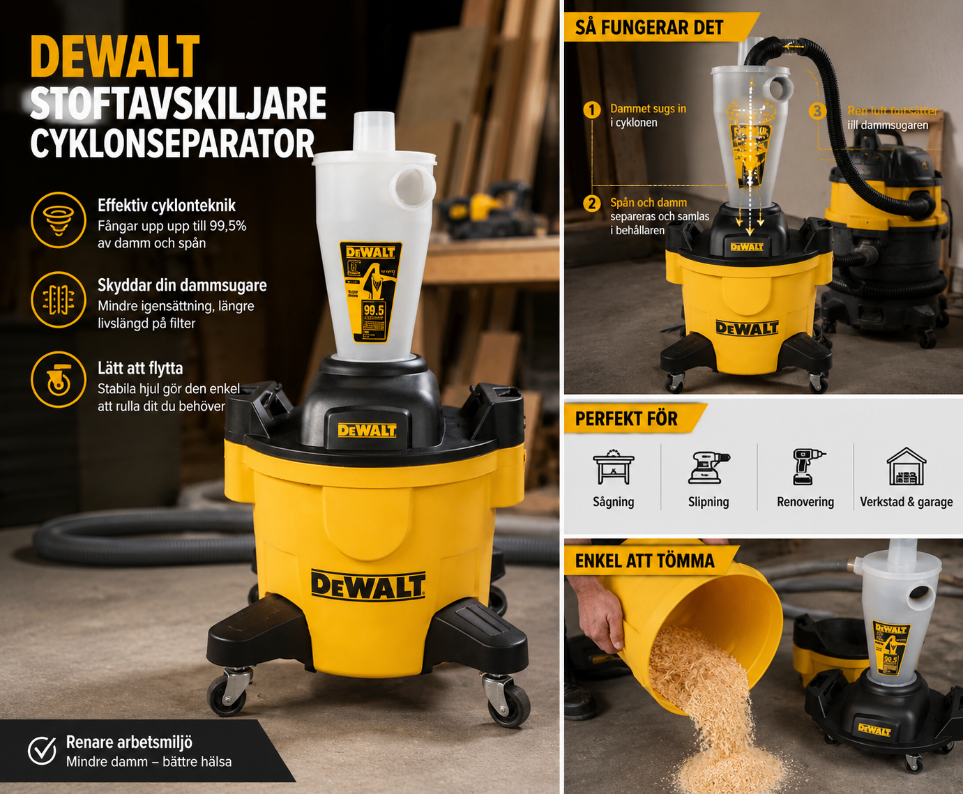Dewalt stoftavskiljare / cyklonseparator
