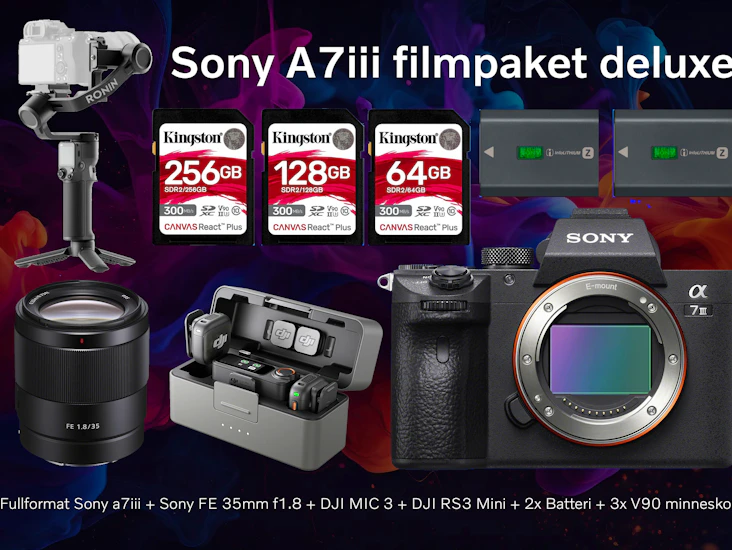 Fullformat film deluxe paket (a7iii + dji mic 3 + dji rs3 mini + 35mm f1.8)