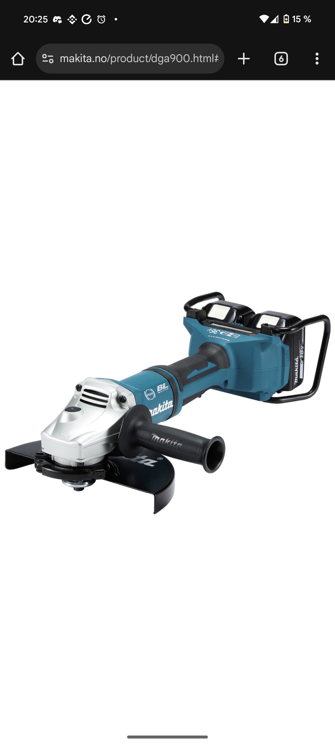 Makita vinkelsliper 36v 230mm med batterier og lader