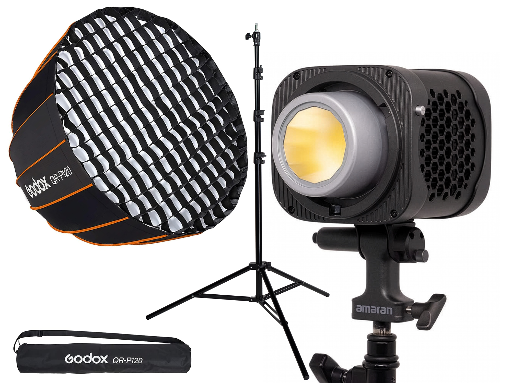 Studioljus + ø120 parabolisk softbox + stativ