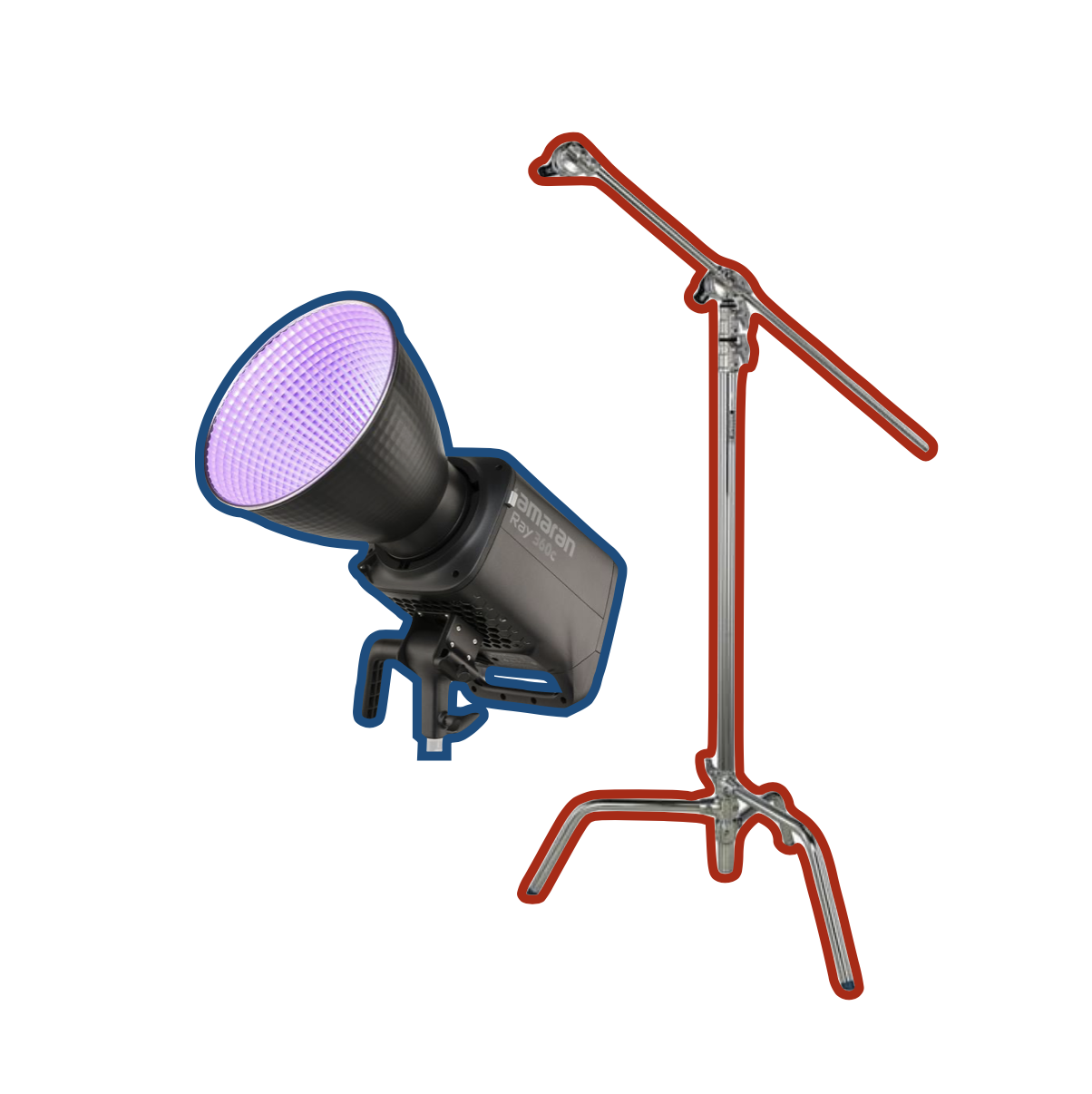 Amaran ray 360c rgbww continuous video light + c-stand 300c