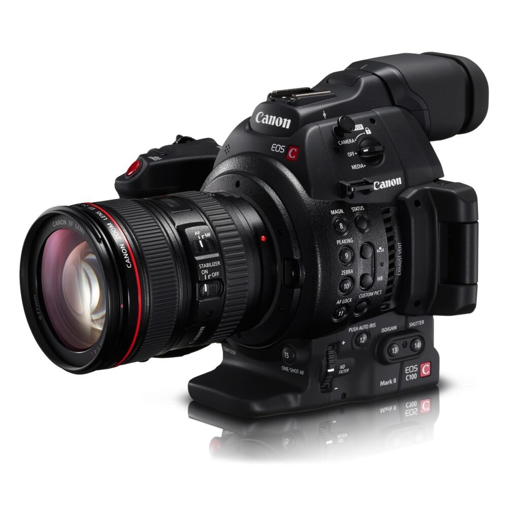 Canon c100 mkii kit + ef 24-105mm f/4 l usm lens + rhode ntg-2 shotgun