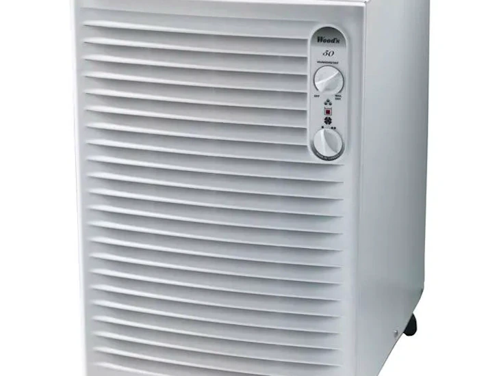 Woods 50 luft avfukter med vannbeholder og avløpstilkobling