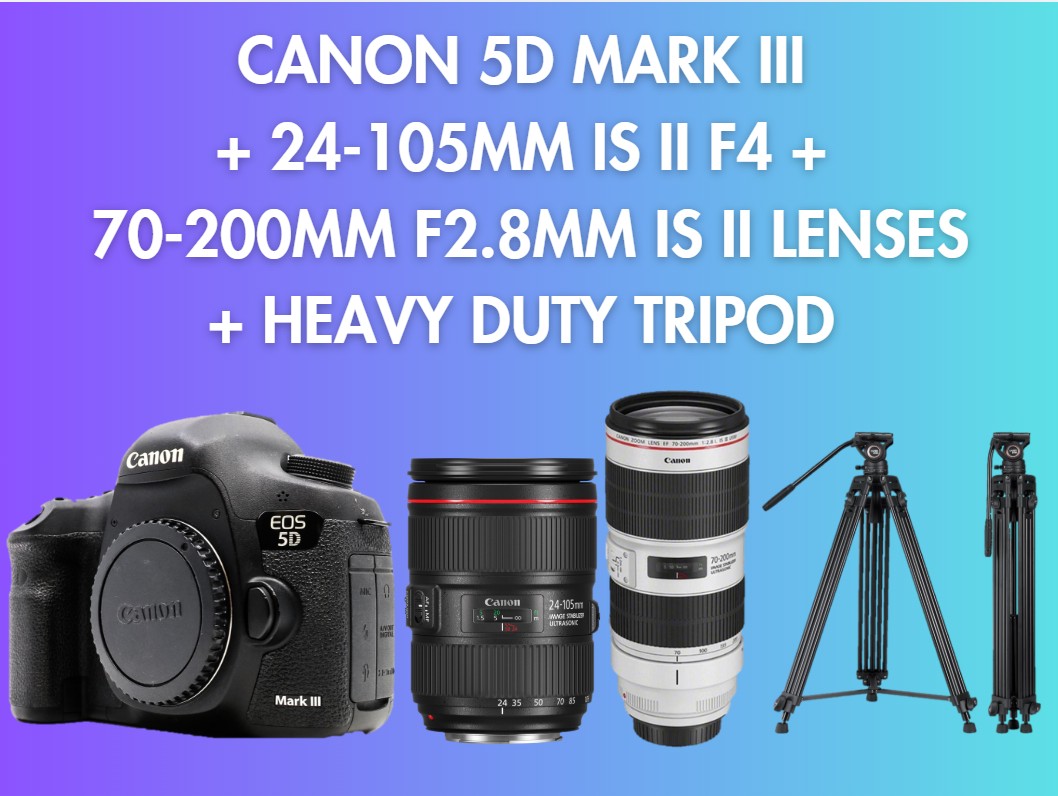 Canon 5d mark iii + 24-105mm f/4 is ii + 70-200mm f/2.8 is ii usm lens + heavy