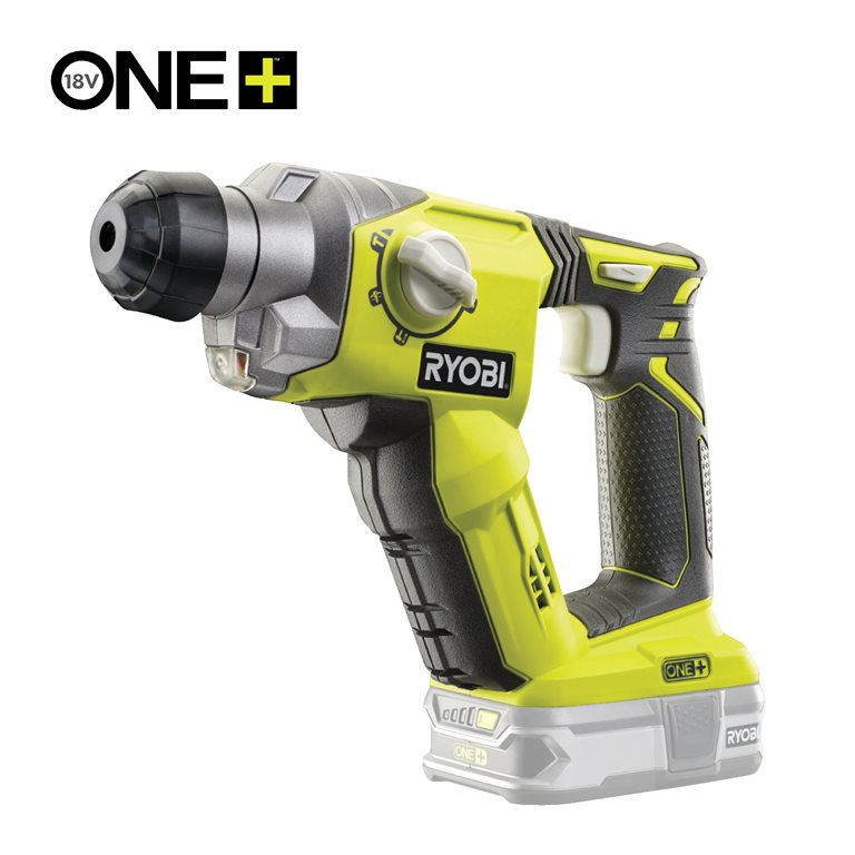 Ryobi one+ r18sds sds+ poravasara + akku + laturi + terät ja taltat