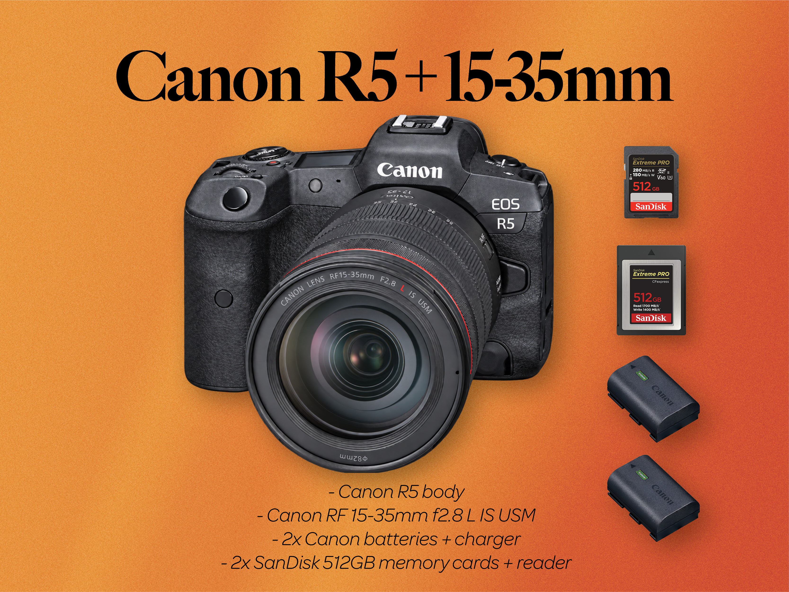Canon r5 body + rf 15-35mm f2.8 lens (canon r5 15-35)